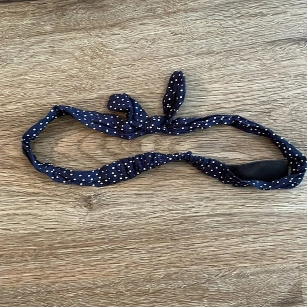 H&M Navy Polka Dot Bow Elastic Headband